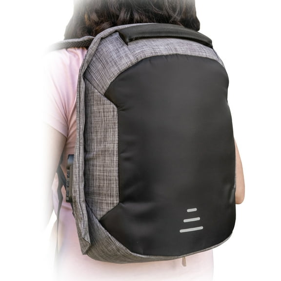 Laptop Backpack Anti Theft Travel Bag with Headphone Jack Usb Chord External with Charging Cable Combination Lock Large Capacity Women Men Grey Black EXUTIMATE