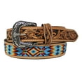 thumbnail image 3 of 29-30  Unisex 1.5" Western Floral Tooled Beaded Full-Grain Leather Belt 26RT29B, 3 of 3