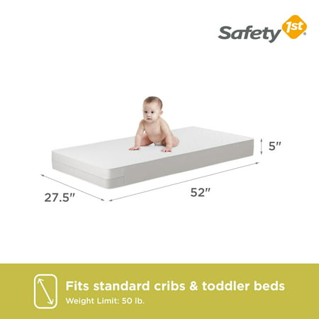 Safety 1st Sweet Dreams 5" Firm Crib & Toddler Mattress, Thermo-Bonded Core, White