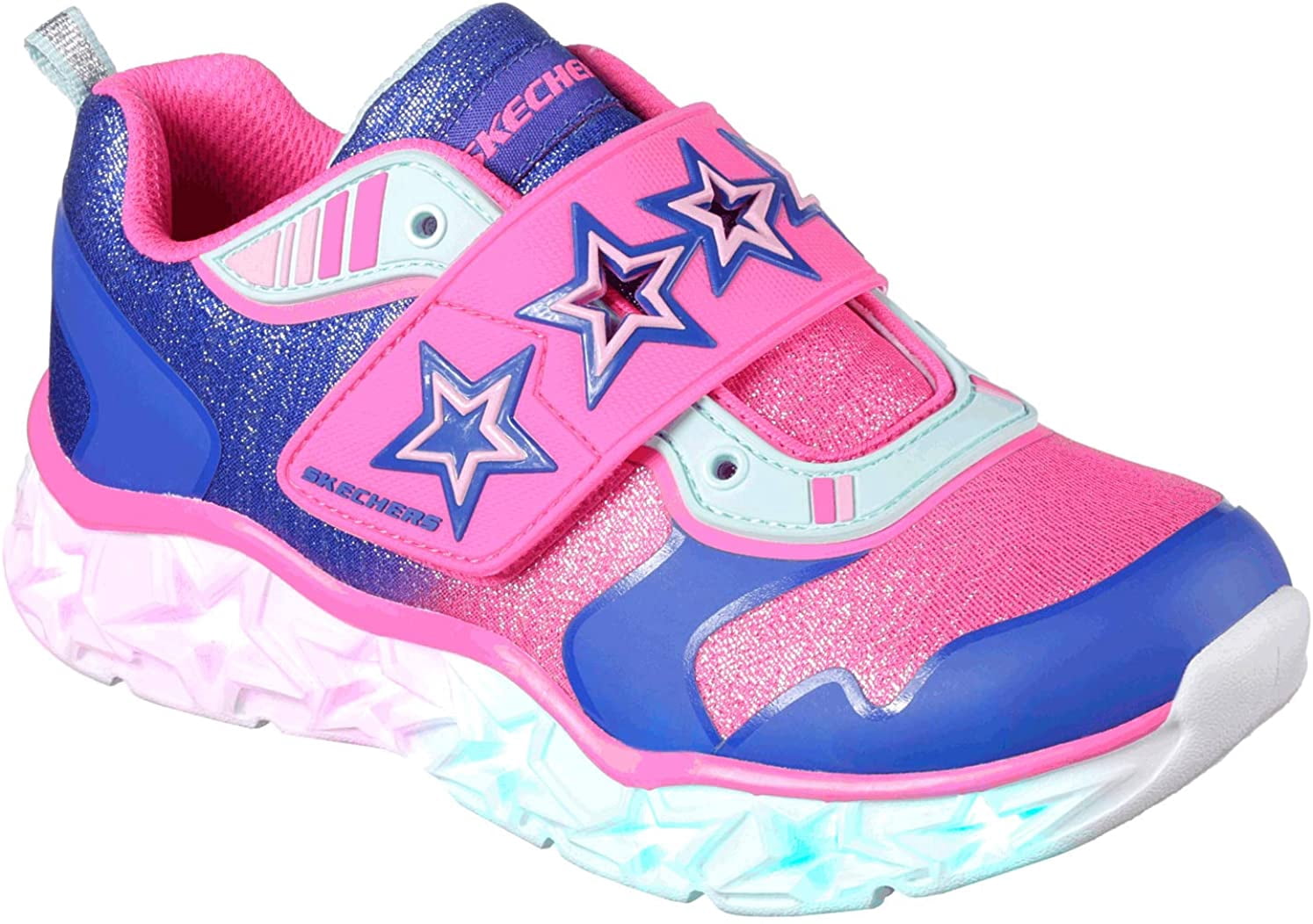 Skechers Kids Girls' Galaxy LightsCosmic Kick Sneaker, Blue/neon Pink