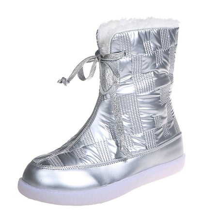 

Juebong Arch Support Winter Autumn Fashion Comfortable Snow Boots Plus Size Round Toe Short Women s Boots Silver Size 9.5-10