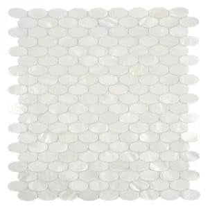 CNK Tile White Oval Pearl Shell Mosaic Tile 12" x 12