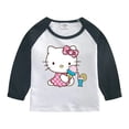 thumbnail image 5 of Hello Kitty-Camiseta de algodón puro para niños, camiseta que absorbe la humedad, Tops contrastantes dulces a la moda, camisetas deportivas informales de manga larga para bebé, 5 of 5