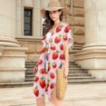 thumbnail image 3 of Beach Vacation Clothes Kimono Cardigan Loose Swimsuit Cover Up for Women Lively Strawberries M, 3 of 6