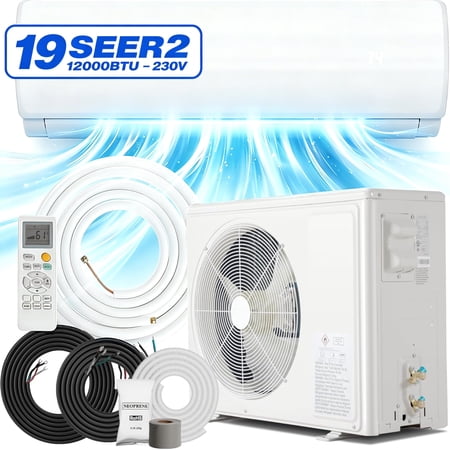 Nepsam 12000 BTU Mini Split Air Conditioner 19 SEER2 230V Inverter AC, Wall Mounted Heating Cooling System, 750 Sq. Ft, Turbo Self-Cleaning for Home Bedroom