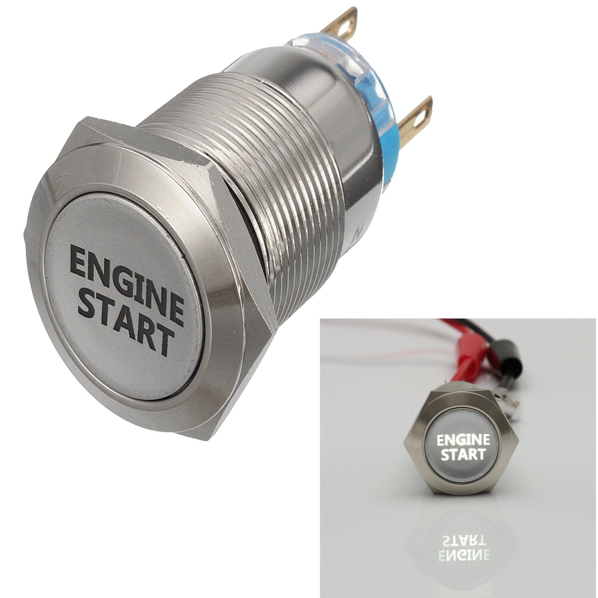 ENGINE START Switch 12V LED 19mm Latching Metal Push Button Lighted
