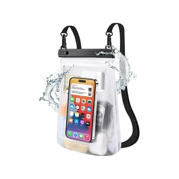 2L Large Waterproof Phone Pouch - [Oversized] [Floating] Waterproof Pouch for iPhone Galaxy Google and More, IPX8 Waterproof Dry Bag for Beach Vacation Belongings, White