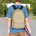 thumbnail image 4 of Lukts Damask Beige Tan Brown Pattern 15 Inch Student Backpack, Waterproof Laptop Backpack with Adjustable Shoulder Straps, Lightweight Travel, Campus Backpack, Unisex, 4 of 6
