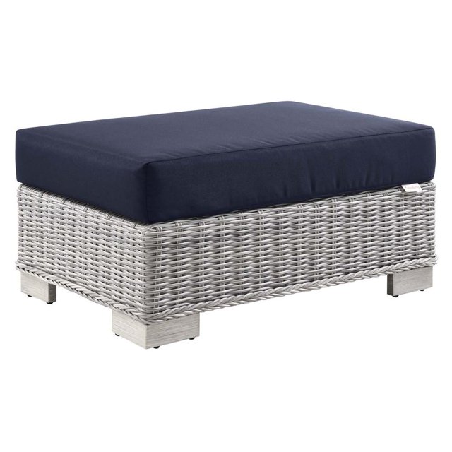 Modway Ottoman en Osier Rotin pour Patio Extérieur Gris Clair Marine