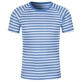 thumbnail image 4 of Wuxian Kids Toddler Carnival Shirt Classic Stripe Print Round Neck Short Sleeve Tee Top Casual Fashionable Comfortable Breathable Raglan Sleeve Relaxed T-Shirt Blouse Tees Tops,Blue,18-24 Months, 4 of 4