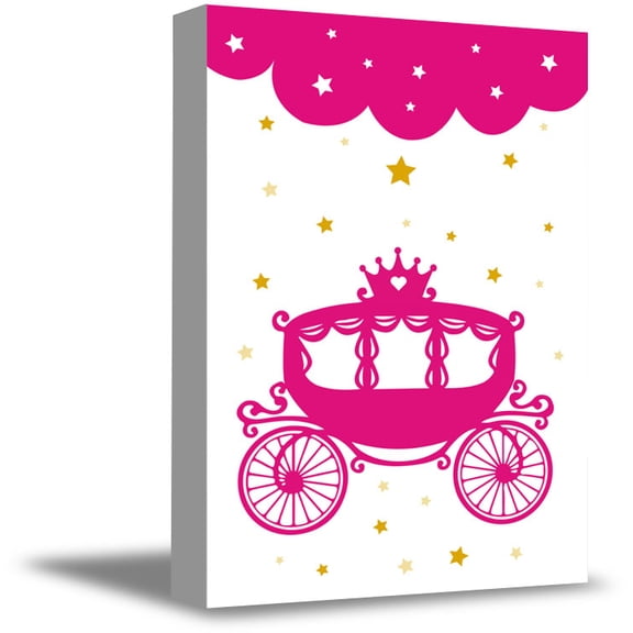 Awkward Styles Princess Carriage Canvas Art Pink Decals Girls Room Wall Art Nursery Room Decor Funny Decor for Kids Princess's Room Art Girls Play Room Wall Decor Pink Canvas Decor Ideas
