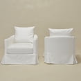 thumbnail image 6 of Pearl White Polyester Upholstered Swivel Barrel Armchair Set of 2 with Removable Washable Slipcover for Living Room, Bedroom, Feather Blend Cushion, Solid Wood Frame, Pillow Back Fully Assembled, 6 of 16