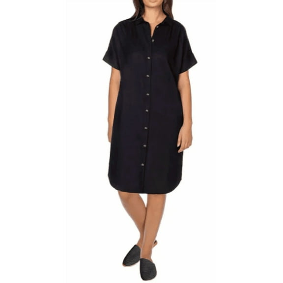 Well Worn Women's Linen Blend Casual Dress, Black Large