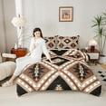 thumbnail image 4 of jejeloiu Rustic Farmhouse Cabin Bedding Comforter Set,Aztec Boho Geometric Twin Comforter Sets,Brown Rhombus Triangle Bedding Set For Girls Boys,Luxury Bedroom Decor Reversible,2-Piece, 4 of 8