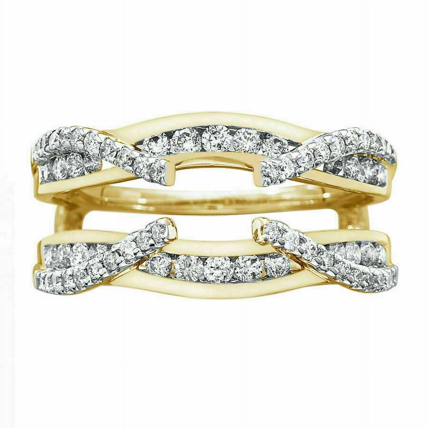 NYS Jewellrs 1.50 Ct Round Cut White Diamond Enhancer Guard Wrap Engagement Ring For Women's 14K Yellow Gold Plated 925 Sterling Silver -10