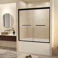 thumbnail image 2 of 56-60 " x 72" Tempered Glass with Explosion Proof Film, Aluminum Frame Double Sliding Shower Door, "1/4 (6 mm), Stainless Steel handle, Matte Black, 2 of 23