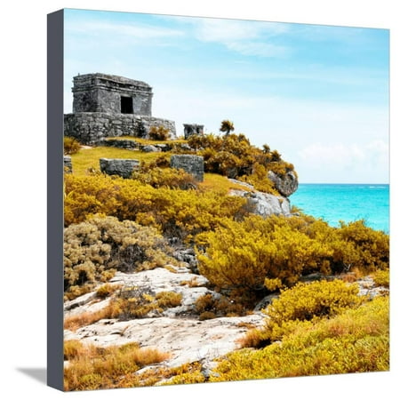 ¡Viva Mexico! Square Collection - Ancient Mayan Fortress in Riviera Maya VI - Tulum Stretched Canvas Print Wall Art By Philippe