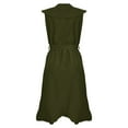 thumbnail image 4 of IDALL Summer Dresses,Petite Dresses Women's V Neck Short Sleeve Ruffled Long Lace Up Dress Elegant Dresses,Fit And Flare Dress,Womens Dresses Army Green Dress L, 4 of 5