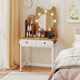 thumbnail image 2 of Gymax Small Vanity Desk w/ Mirror & Lights Cute Kitty Makeup Table w/Power Outlets, 2 of 8
