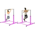 thumbnail image 5 of Pro-Gymnastics Adjustable Kip Bar for Kids | Heavy Duty Junior Gym Training | Curved Legs, Cushioned Hand Bar | Height Expandable Up to 5FT | Fitness Horizontal Bar | Pink, 5 of 6