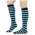 thumbnail image 2 of Wuxian Cute Socks Ladies Striped Knee High Stockings Calf Socks Christmas Socks Soft Cozy Breathable Lightweight Footwear,Blue,One Size, 2 of 4