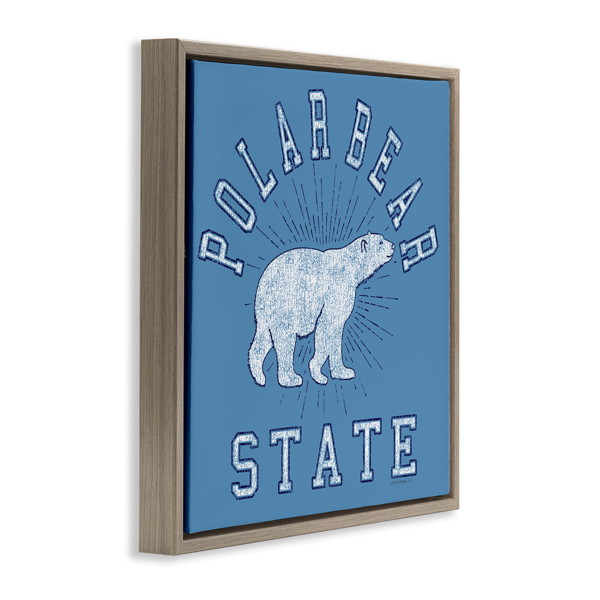 Stupell Industries Varsity Polar Bear State Animals Painting Brown Floater Framed Canvas Art Print Wall Art, 18 x 18