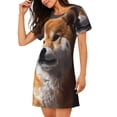 thumbnail image 2 of Sikiie Regal Shiba Inu Print Women's Short-sleeved Nightdress, Round Neck Pullover Nightdress Pajamas Summer Home Wear, 2 of 6