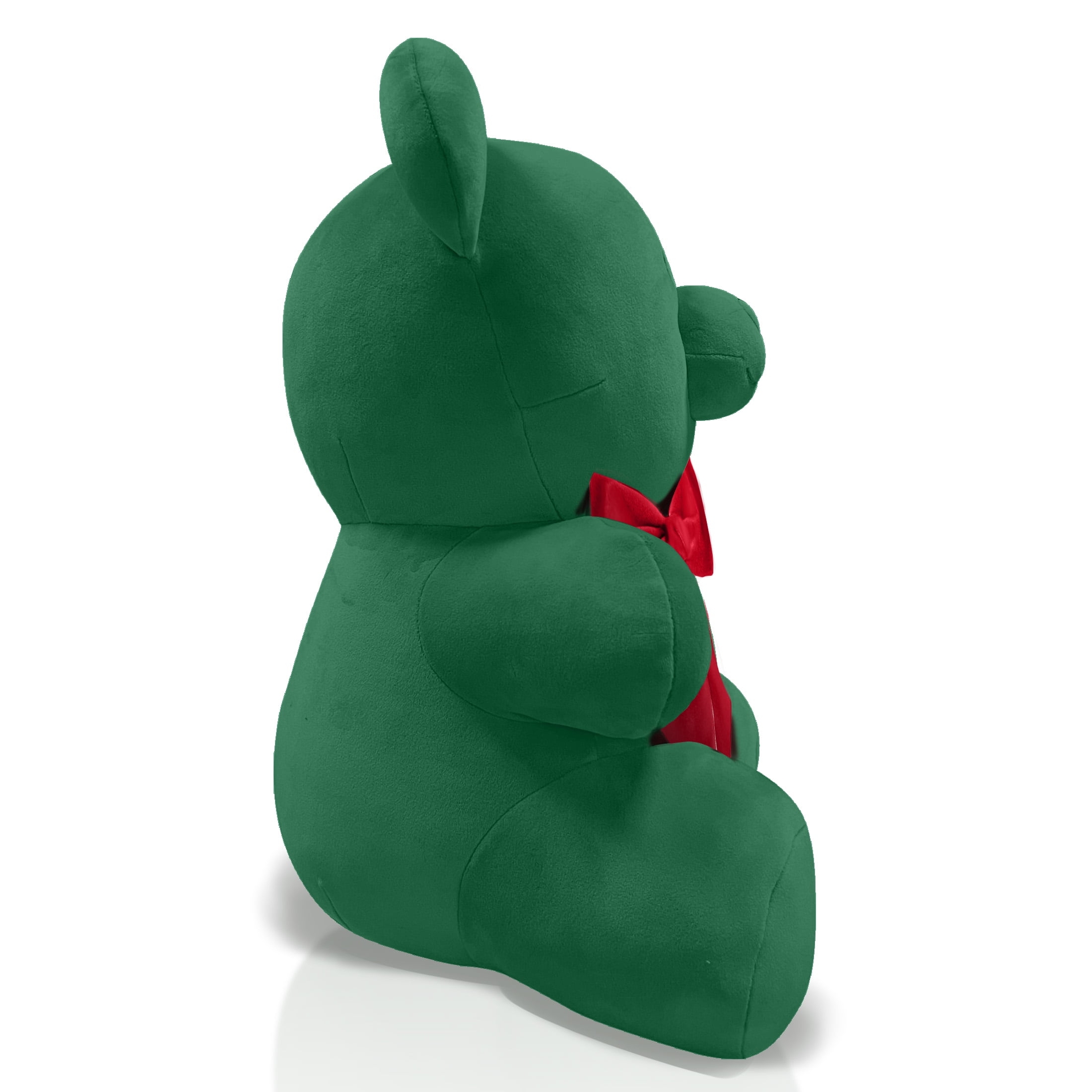 Plush 16-inch Classic Green Gummy Bear with Velvety Red Bow, By Holiday Time