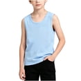 thumbnail image 6 of BXJX Boys Cotton Tank Tops Size 10-12 T, Crew Neck Summer Casual Sleeveless Kids Breathable T-Shirts Light Blue, 6 of 7