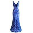 thumbnail image 4 of Angel-fashions Women's Gradient Blue Sequin Evening Dress Women's Plunging V Neck Long Mermaid Wedding Party Guest Gown Stretchy 994BE, 4 of 7