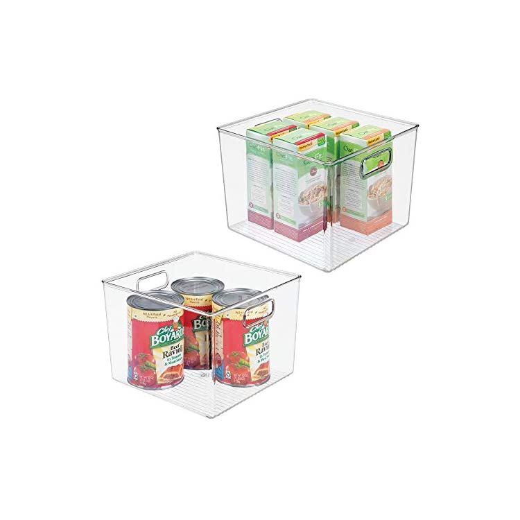 Plastic Food Storage Container Bin with Handles for Kitchen, Pantry