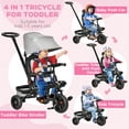 thumbnail image 3 of Qaba Baby Tricycle 5 In 1 Trike, Reversible Angle Adjustable Seat Removable Handle Canopy Handrail Belt Storage Footrest Brake for 1-5 Years Old Gray, 3 of 9