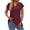 Burgundy, variant on MOSHU Henley T-Shirts for Women Short Sleeve V Neck Tops Summer Trendy Tee Shirts Fashion Clothes