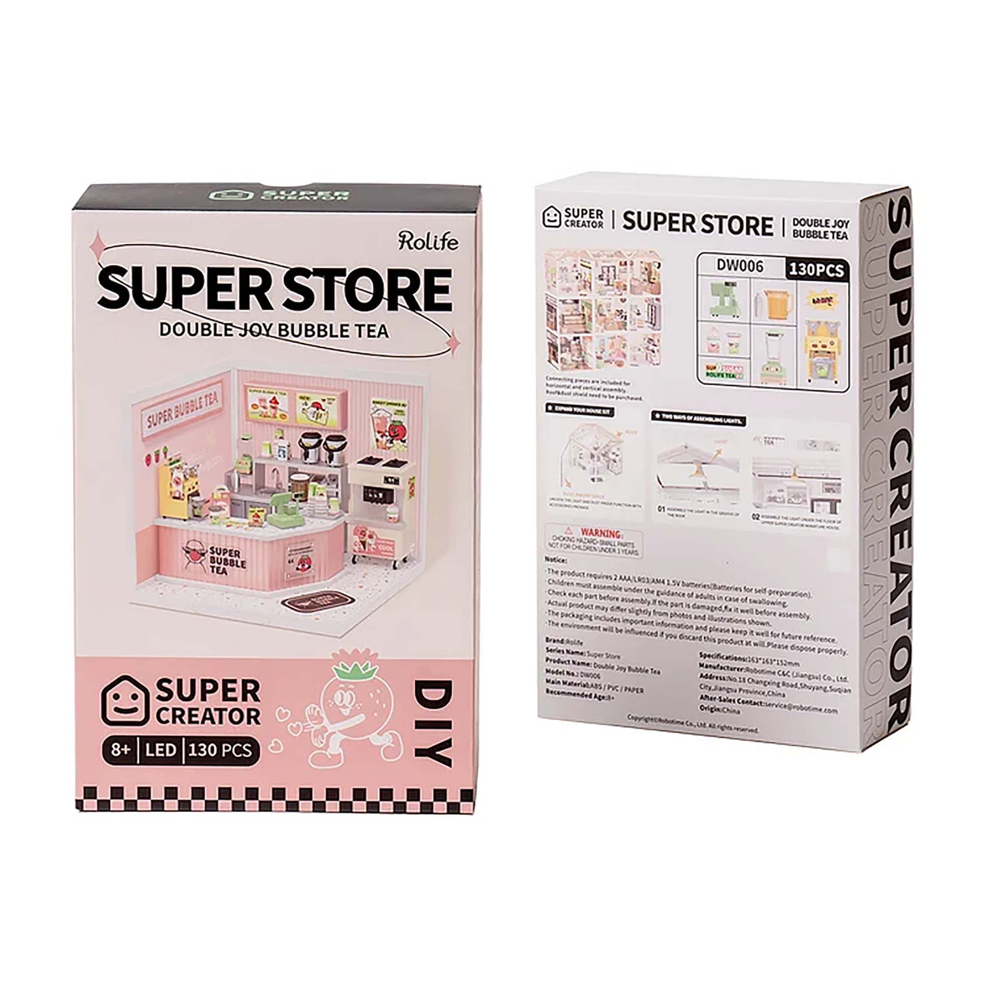 Rolife Super Creator Double Joy Bubble Kids Tea Plastic DIY Miniature Wooden House Kit