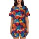 thumbnail image 1 of Balery Colorful Hawaii Palms Conjunto de Pijama para Mujer con Estampado, Dos Piezas de Manga Corta y Shorts, Ropa de Dormir Suave con Cuello Redondo y Bolsillos-Medium, 1 of 6