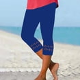 thumbnail image 2 of Duoif Capri Leggings for Women Summer Cropped Pants Hollow Out Leggings Stretchy Yoga Workout Compression Pants Women's Pants Blue XL, 2 of 6