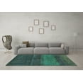 thumbnail image 3 of Ahgly Company Machine Washable Indoor Rectangle Abstract Turquoise Blue Contemporary Area Rugs, 7' x 9', 3 of 4