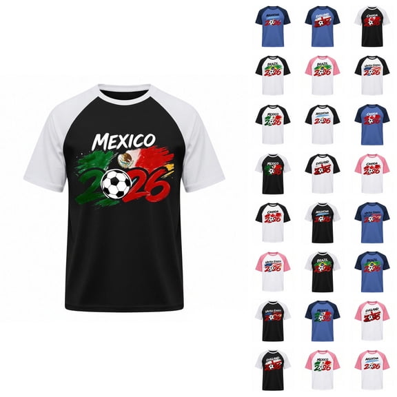 Soccer World Cup Graphic Tees for Men 2026 Summer Casual Short Sleeve Crewneck T Shirts
