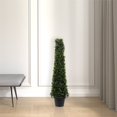 thumbnail image 2 of Vickerman 3' Contemporary Plastic Potted Artificial Boxwood Cone in Green, 2 of 3