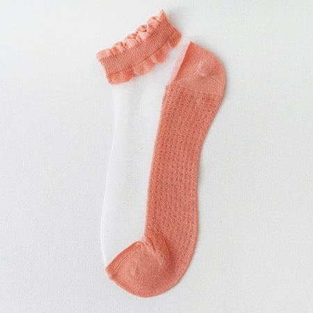 

Socks Clearance Trendy Women Mesh Ladies Breathability Patchwork Thin Socks Women’S Stockings Orange Free Y11