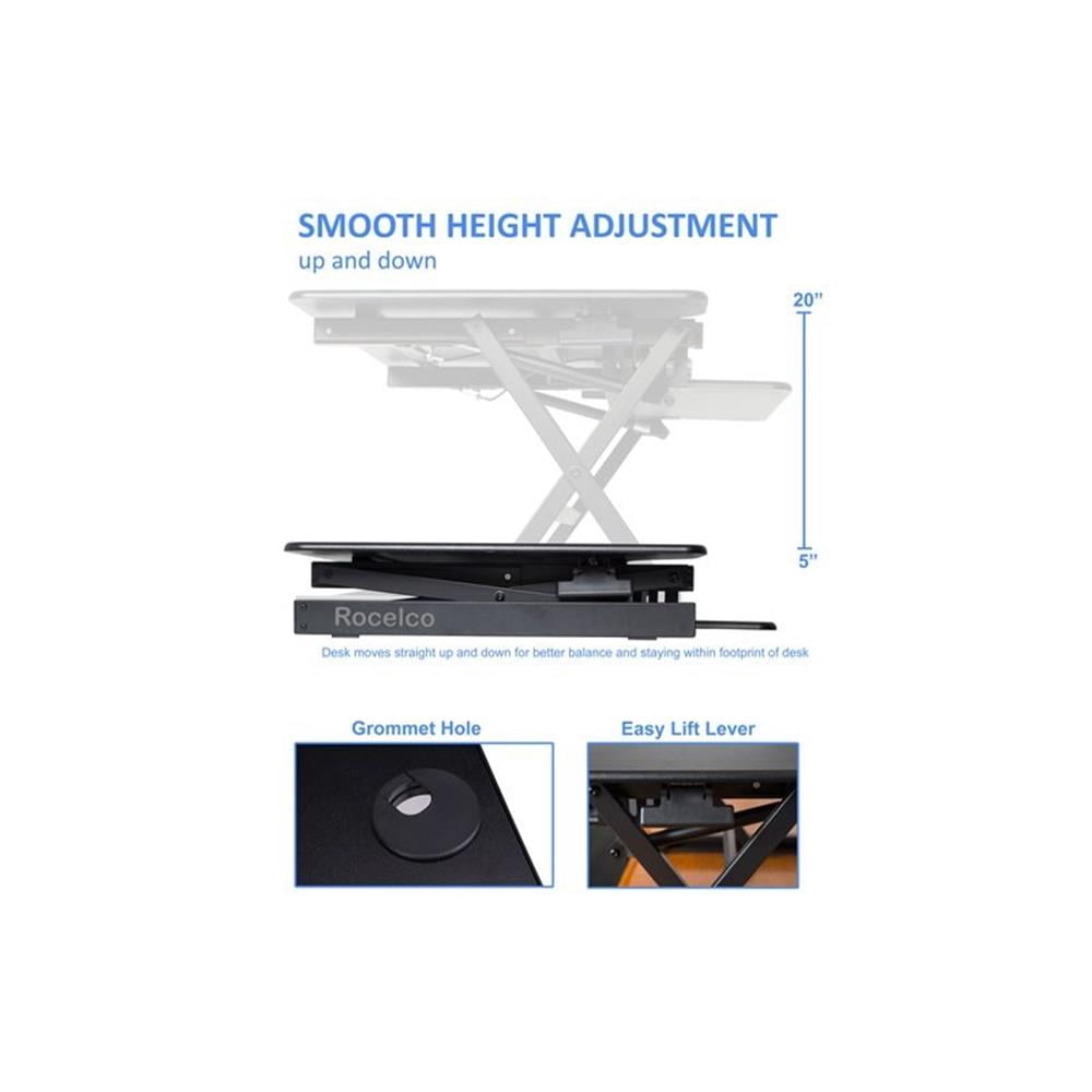 Pemberly Row 40" Large Height Adjustable Standing Desk Converter - Black