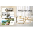 thumbnail image 2 of Glory Patio Modern Home Curved Steel Coffee Table with 1 Big and 1 Small, Gold, 2 of 6