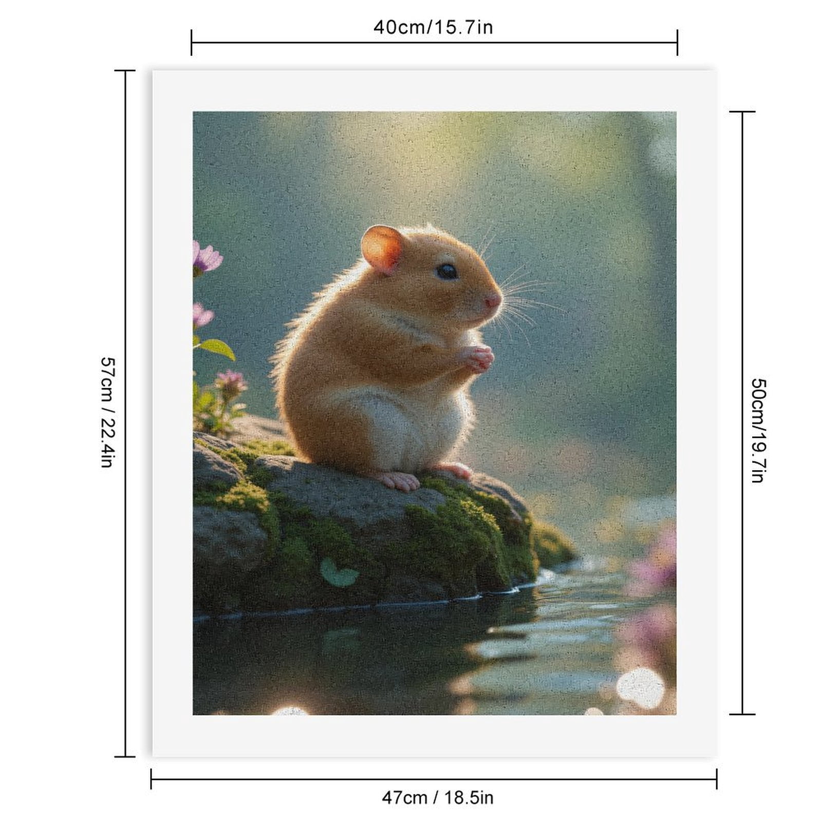 Paint by Numbers Kit for Adults, Peaceful Hamster On Mossy Rock Paint by Numbers, Easy Paint by Numbers Kit for Adults Beginner, DIY Adult Paint by Number Kits on Canvas, Home Decor