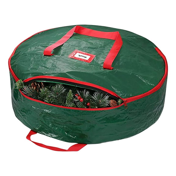 KCEHTA Christmas Wreath Storage Container 30 Inch Green Wreath Storage Bag Waterproof Christmas Garland Storage Bag for Holiday Garland Wreath Christmas Ornaments Decorations