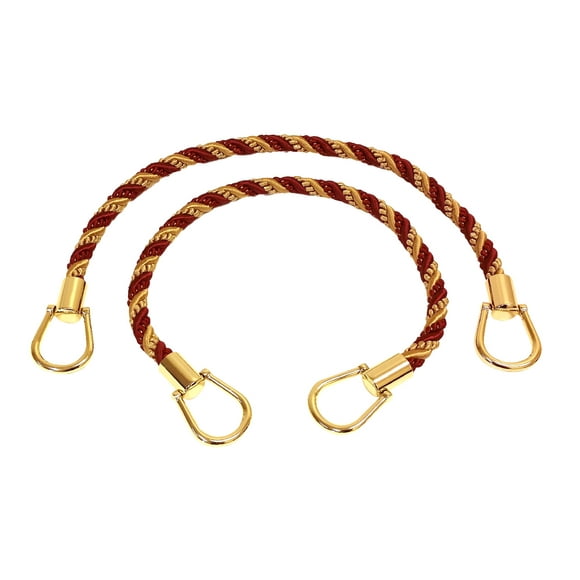 Beautiful Multi Twisted Rope Tieback with Metal Ring Tieback, 18" Spread (45.5cm), 1/2" (1cm) Thick (Style# IRTBM), Burgundy Gold Red Multicolor #1253 (Carmine Red, Yellow Gold, Dark Red) Set of 2