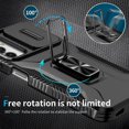 thumbnail image 6 of Heavy Duty Case for Samsung Galaxy A15, Military Grade Dual Layer Hybrid Rubber Bumper with Sliding Camera Cover, Built-in 360 Degree Swivel Stand Car Magnetic for Galaxy A15 - Black, 6 of 8