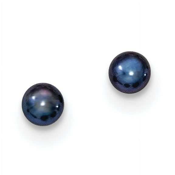 Primal Silver Sterling Silver Rhodium-plated 4-5mm Black Freshwater Cultured Button Pearl Stud Earrings
