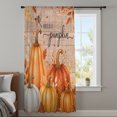 thumbnail image 5 of Hello Pumpkin Sheer Curtains 54 Inches Long, Orange Thanksgiving Fall Farm Wooden Light Filering Curtains, Breathable Simi Curtain Privacy Drapes for Kitchen Bathroom Nursery Window Treatment, 5 of 9