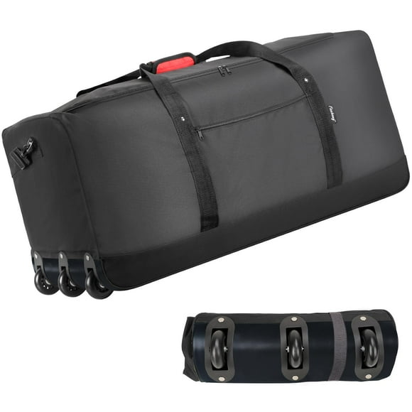 Bolsa de viaje Finnhomy plegable de 120 litros con 3 ruedas, 82 x 36 x 40 cm, color negro