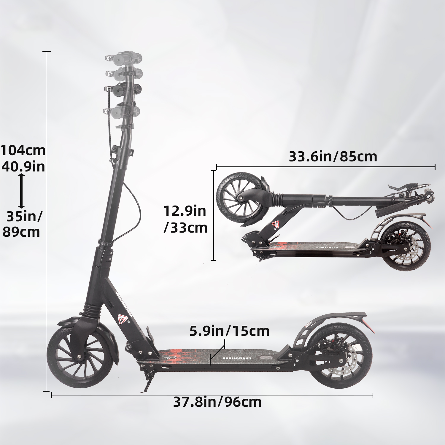 Kick Scooter for Ages 6+,Kid, Teens & Adults. Max Load 220 LBS. Foldable, Lightweight, 8Inch Big Wheels, 4 Adjustable Levels, Disc Brake